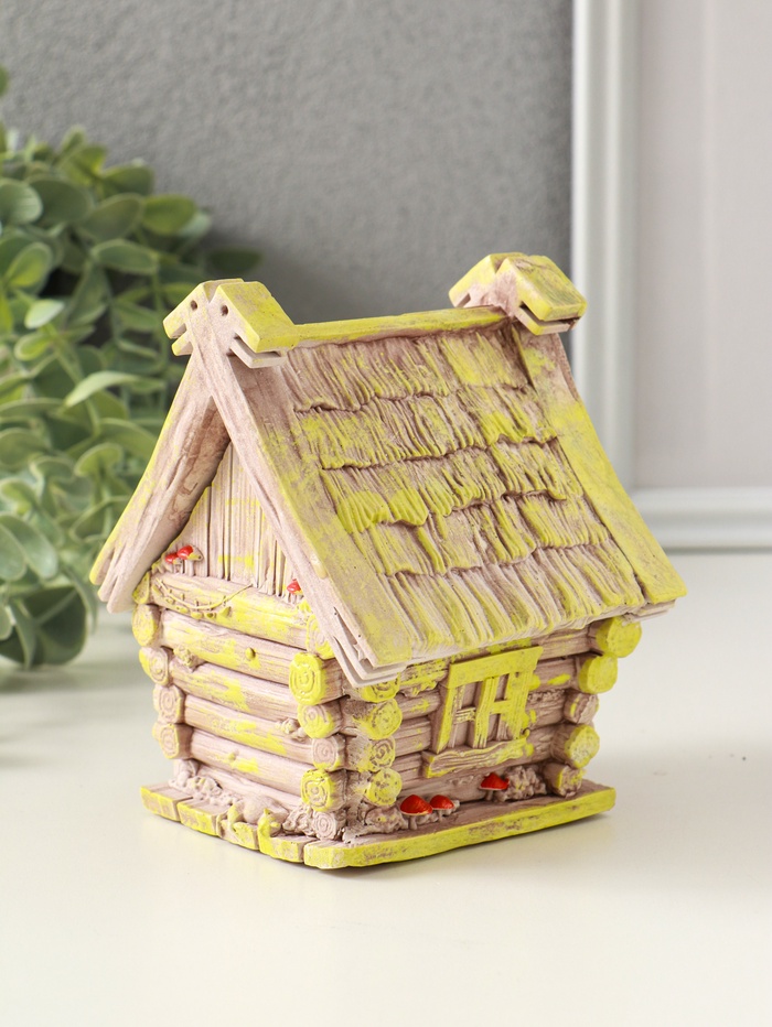 Шкатулка для украшений «Избушка» 12×11×9 см, гипс, коричневый