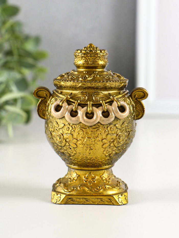 Фигурка гипс «Самовар», 10×7 см, под золото