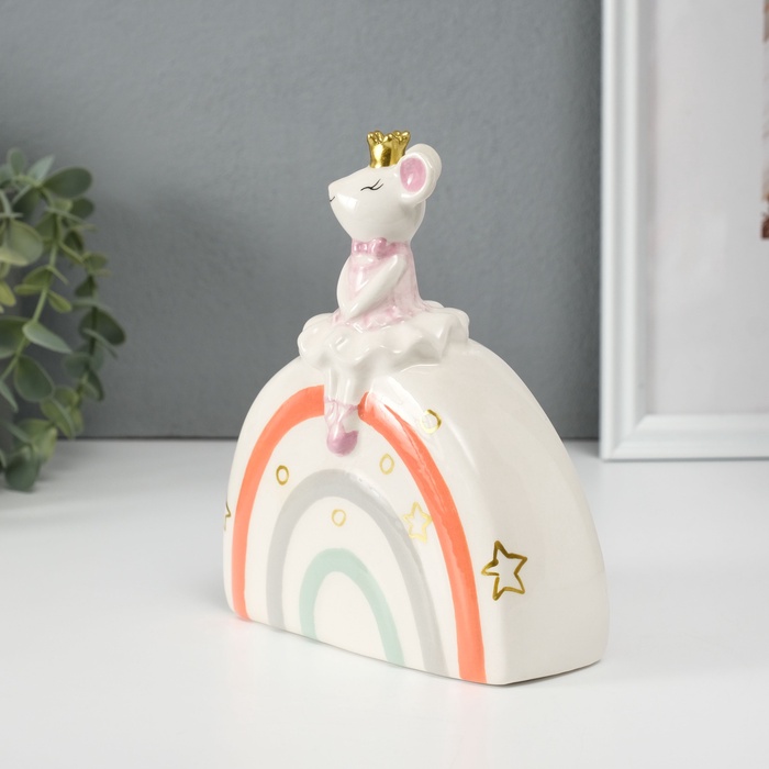 Копилка для денег «Мышка-принцесса», керамика, 5×13×16 см