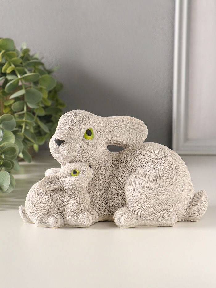 Фигурка гипс «Кролики пасхальные», 10×10×18 см, серый