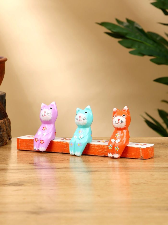 Сувенир «Котики на скамейке», 18×4×7 см, дерево