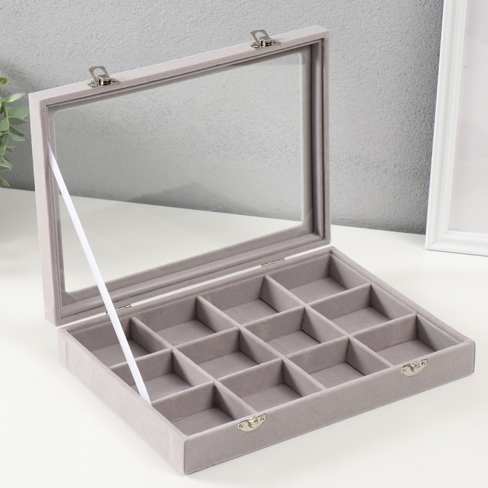 Шкатулка для браслетов «Серый туман», бархат, 5×20×28 см