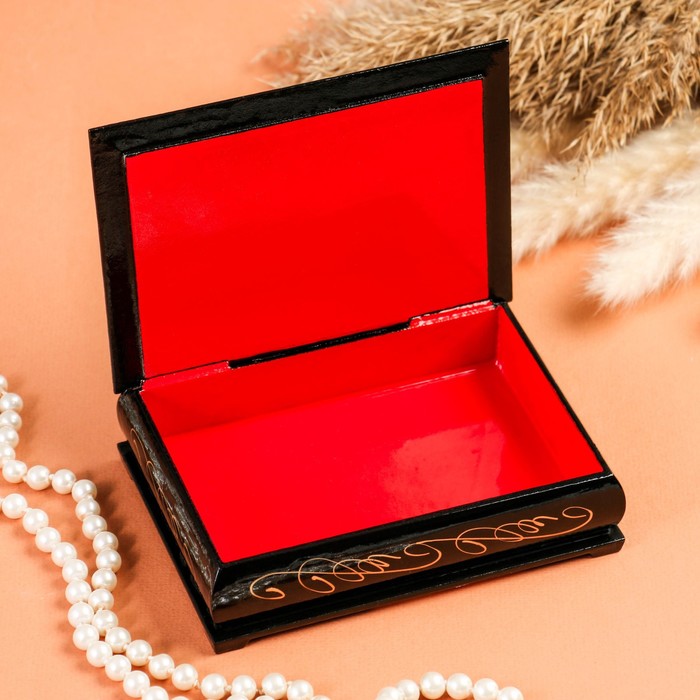 Шкатулка для украшений «Аленький цветочек», 10×14 см, лаковая миниатюра