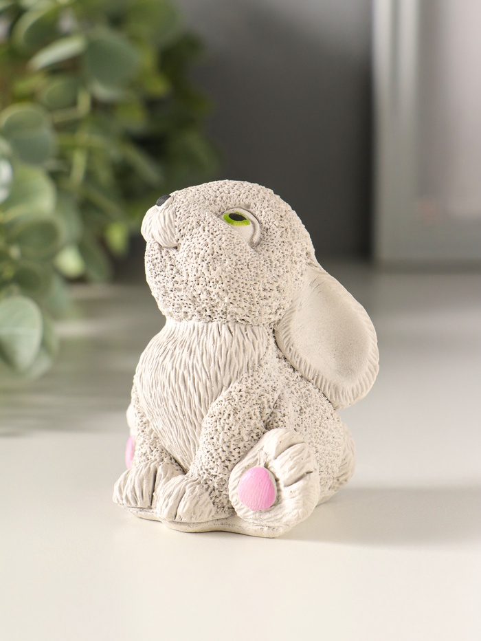 Фигурка гипс «Кролик сидит», 7×5×6.5 см, серый