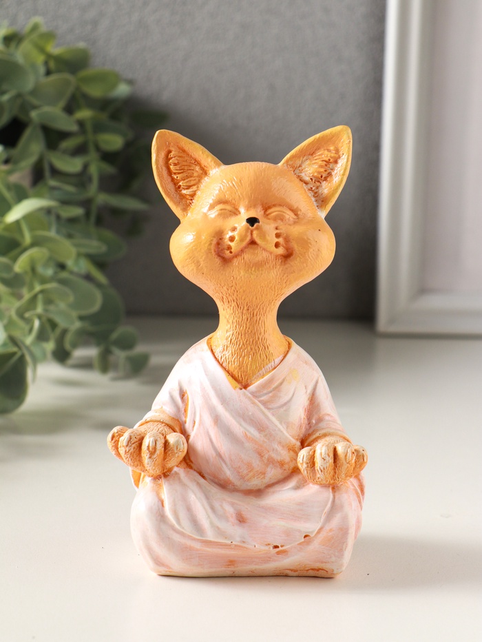 Фигурка гипс «Кот рыжий в позе лотоса», 12×7×5 см,