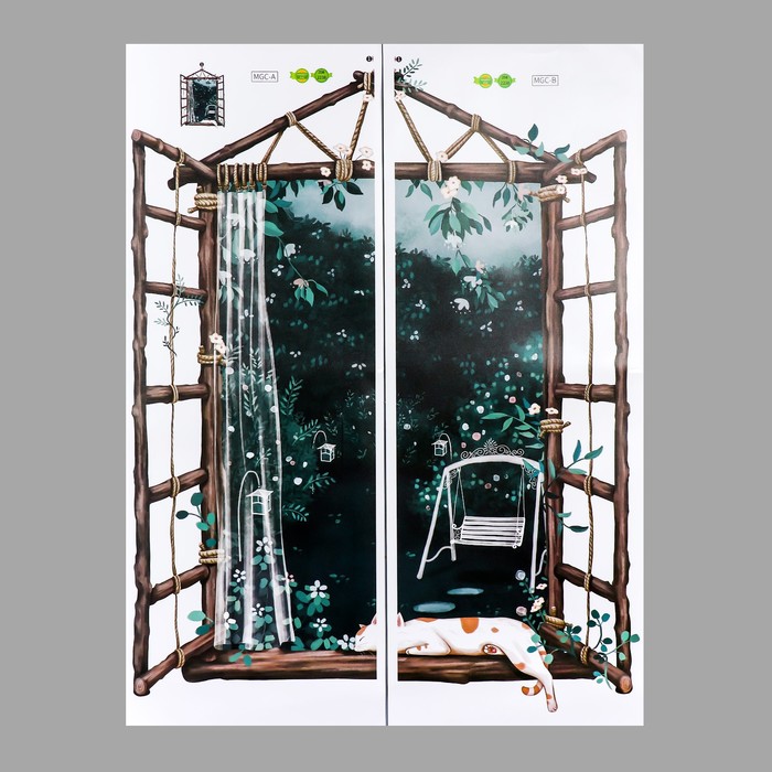 Наклейка интерьерная цветная «Окно в сад», 30×80 см, набор 2 листа