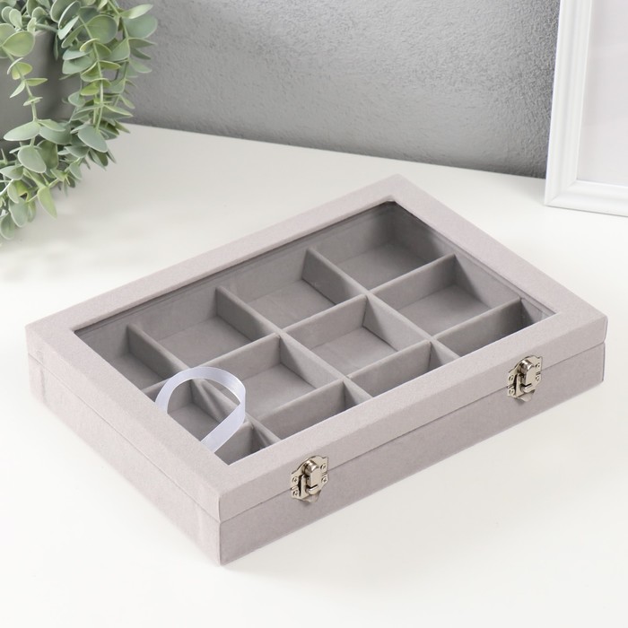 Шкатулка для браслетов «Серый туман», бархат, 5×20×28 см