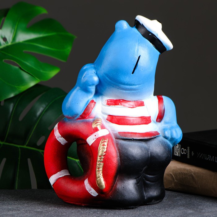 Копилка для денег «Бегемот - моряк», гипс, 17×17×29 см