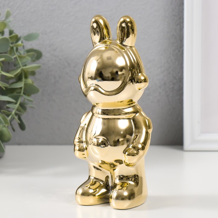 Фигурка керамика «Зайка-космонавт», золото, 8×6×17 см