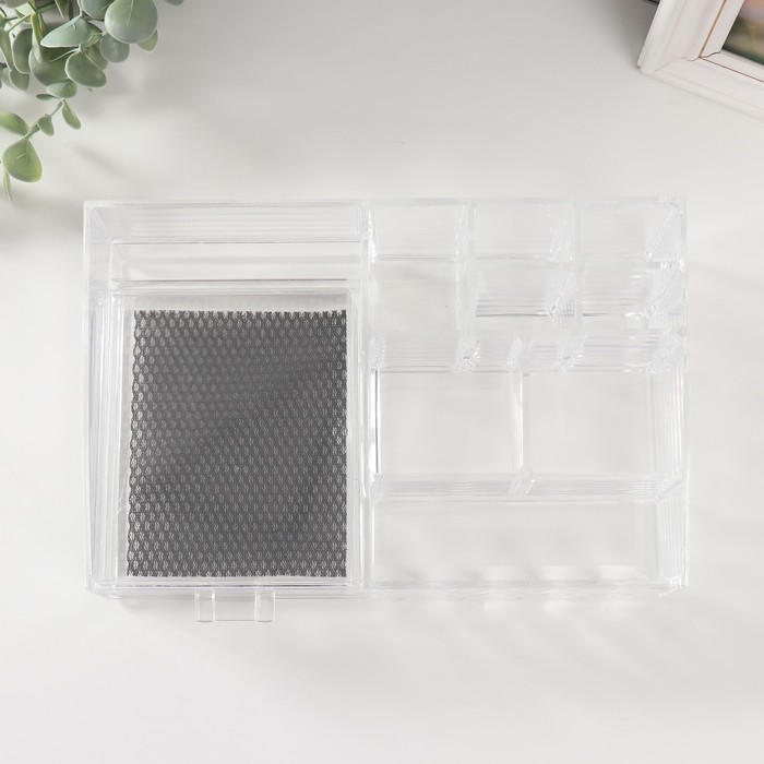 Шкатулка - органайзер для хранения мелочей, украшений 1 ящик, пластик, прозрачная, 8.5×15×25 см