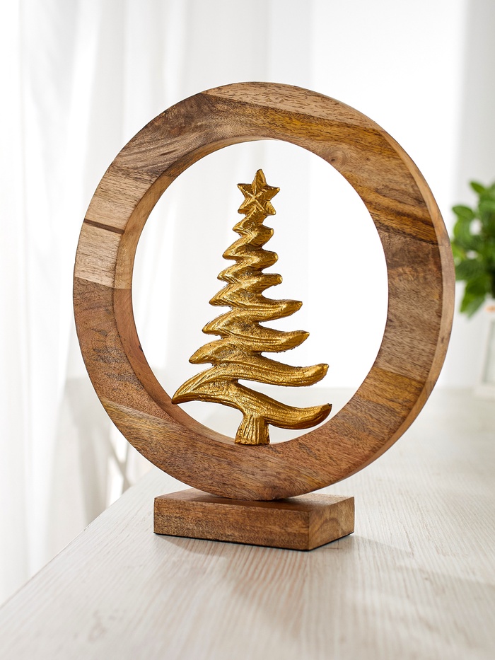 Сувенир интерьерный в деревянном кольце «Ель», 30×8×33 см