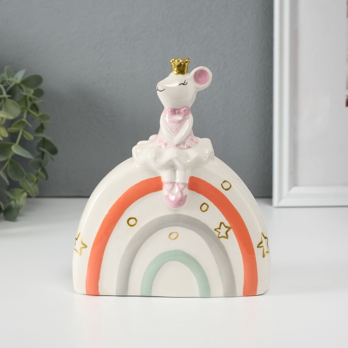 Копилка для денег «Мышка-принцесса», керамика, 5×13×16 см