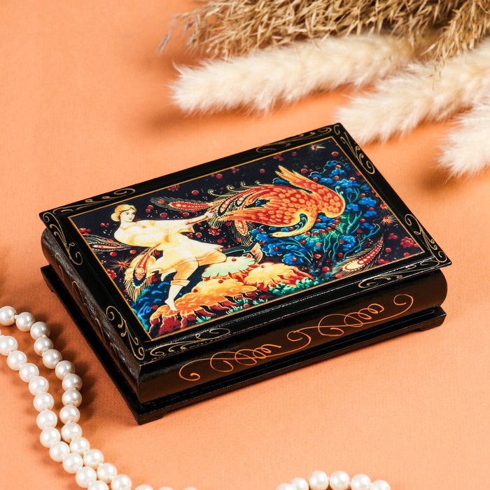 Шкатулка для украшений «Жар-Птица», 10×14 см, лаковая миниатюра