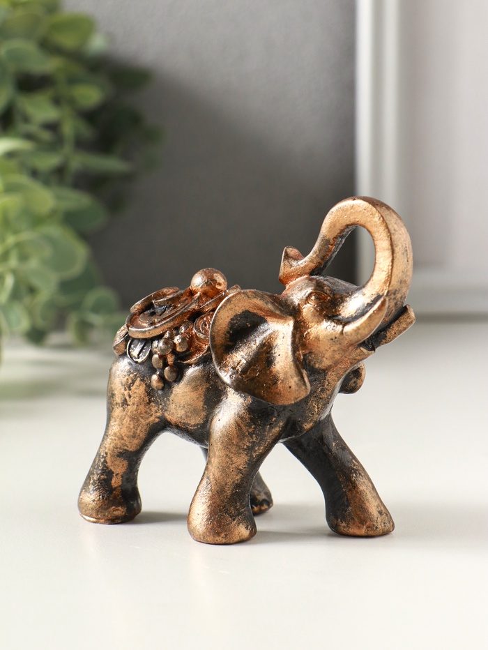 Фигурка гипс «Слон несет богатство», 8×8×4 см, под бронзу винтаж