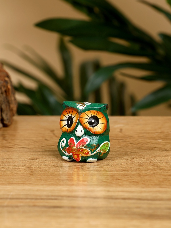 Набор сувенирный «Совята», h=4 см, h=3 см, h=2 см, дерево, зелёный