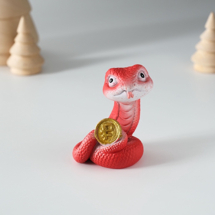 Фигурка полистоун «Змейка с символом богатства», 4×3.5×6.5 см, МИКС