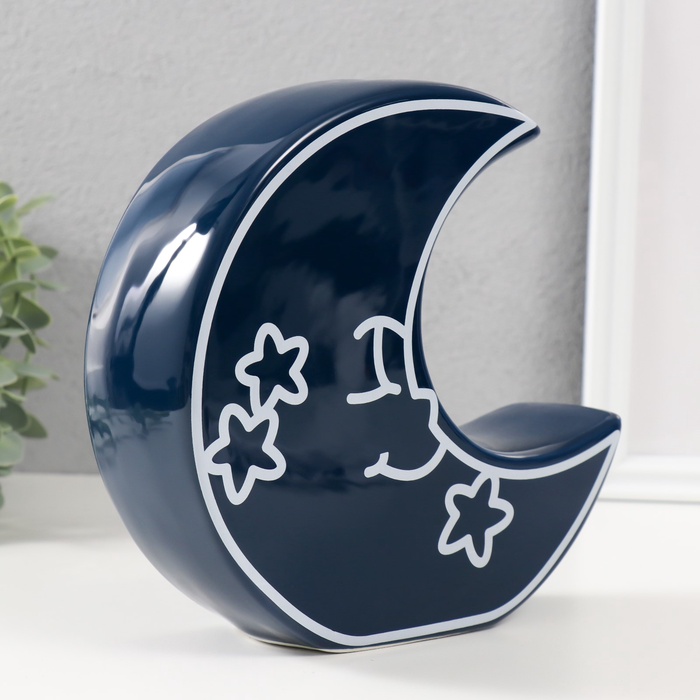 Копилка для денег «Месяц со звёздами», керамика, синий, 20×5.5×19.8 см