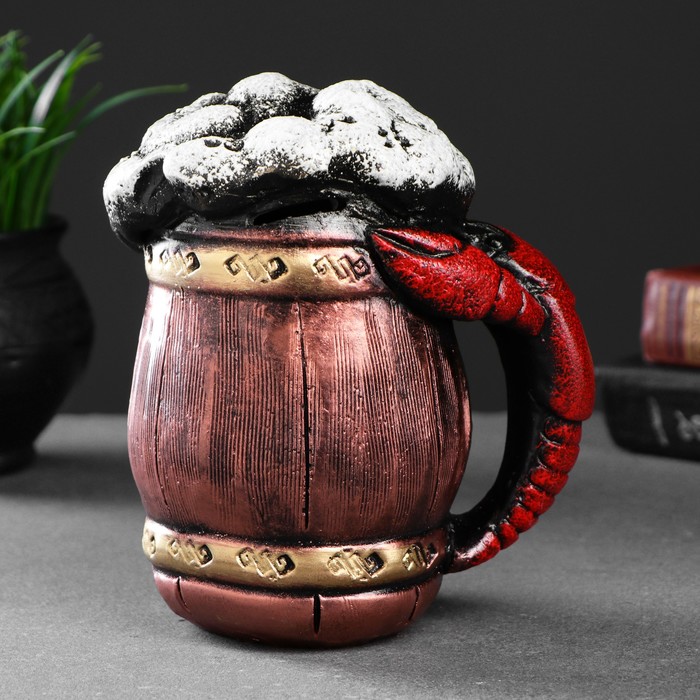 Копилка для денег «Рак на кружке», гипс, 15×11 см