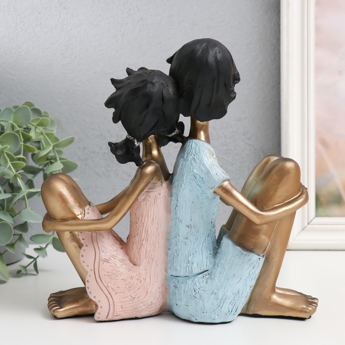 Фигурка полистоун «Дети - Дружба», бело-золотой, 21×8×21 см