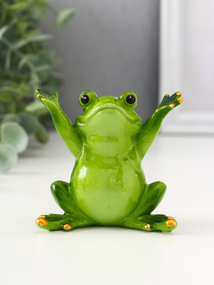 Фигурка полистоун лак «Лягуха - приветствие», 8×6×8 см, МИКС