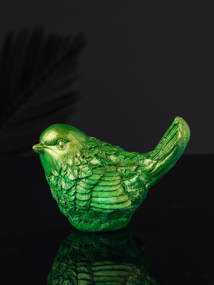 Фигурка гипс «Птичка», 9×6×5 см, зелёный с позолотой