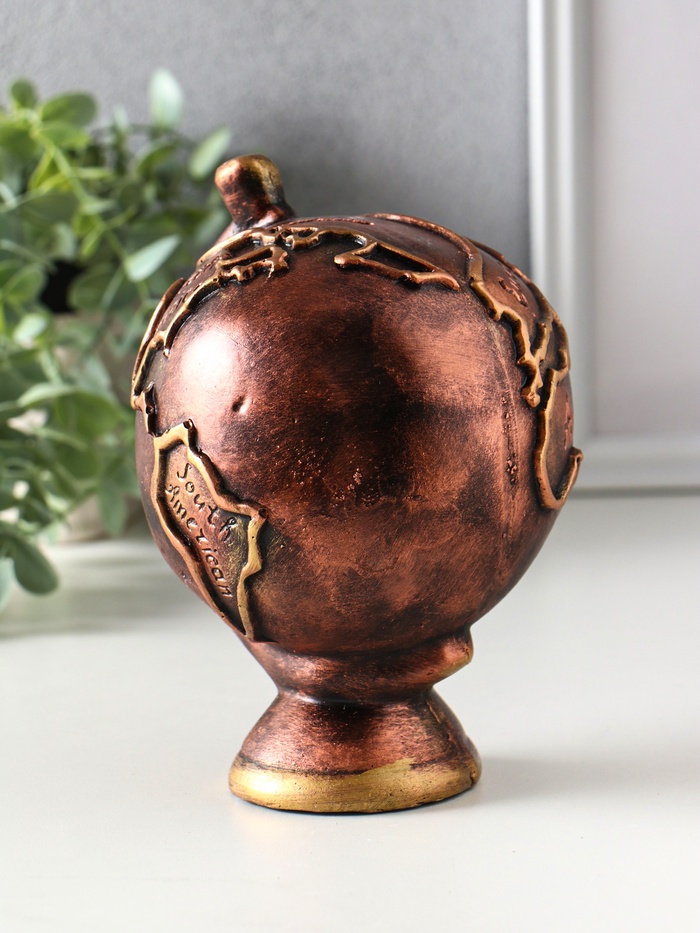 Копилка для денег «Глобус», 17×12×11.5 см, гипс под бронзу