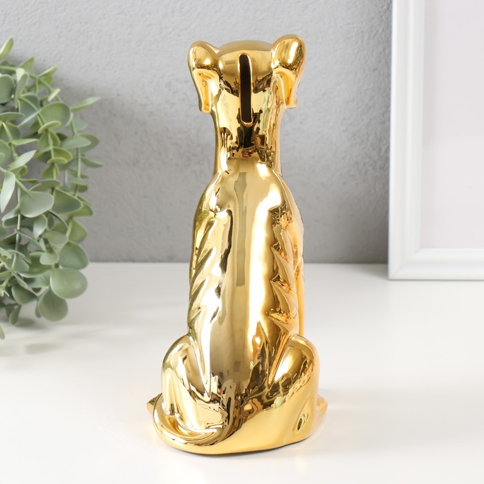 Копилка для денег «Пёсик золотой», керамика, 11.5×9.5×20.5 см