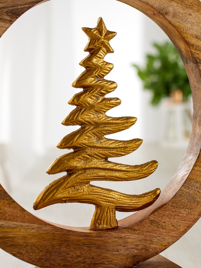 Сувенир интерьерный в деревянном кольце «Ель», 30×8×33 см