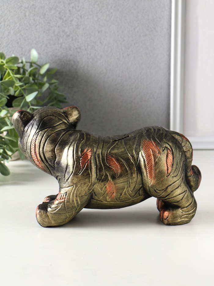 Копилка для денег «Тигр», гипс, 14×12.5×24 см, золотой