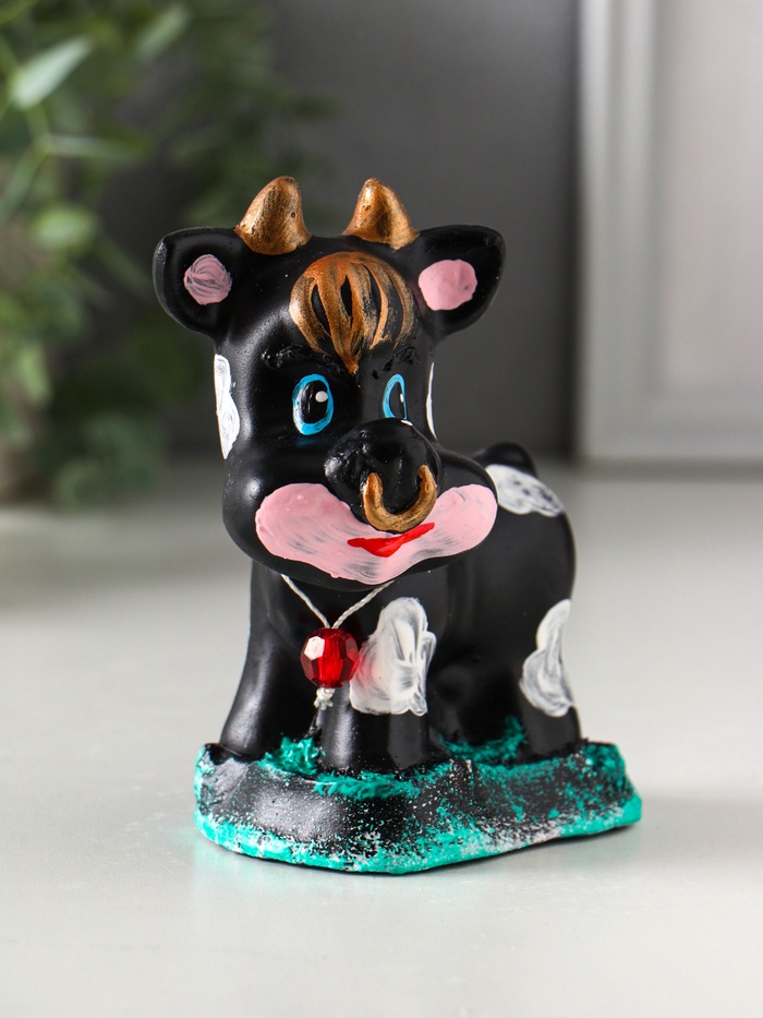 Копилка для денег «Бычок», гипс, 11.5×10×6.5 см, чёрный