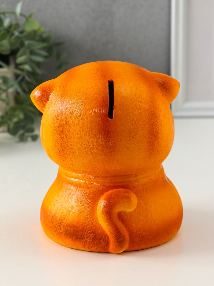 Копилка для денег «Кот Дзен», гипс, рыжий, 16×14×14.5 см