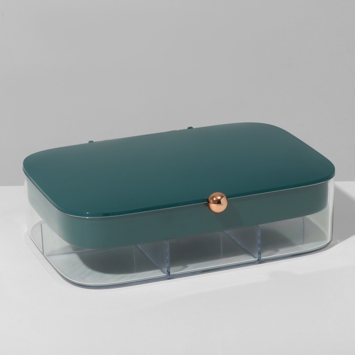 Шкатулка для украшений «Улей» 2 яруса, 30 ячеек, 18×13.5×5 см, пластик, зелёный