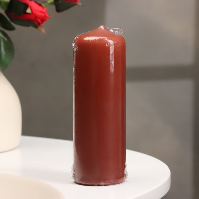 Свеча - цилиндр, 4×12 см, 15 ч, каштан