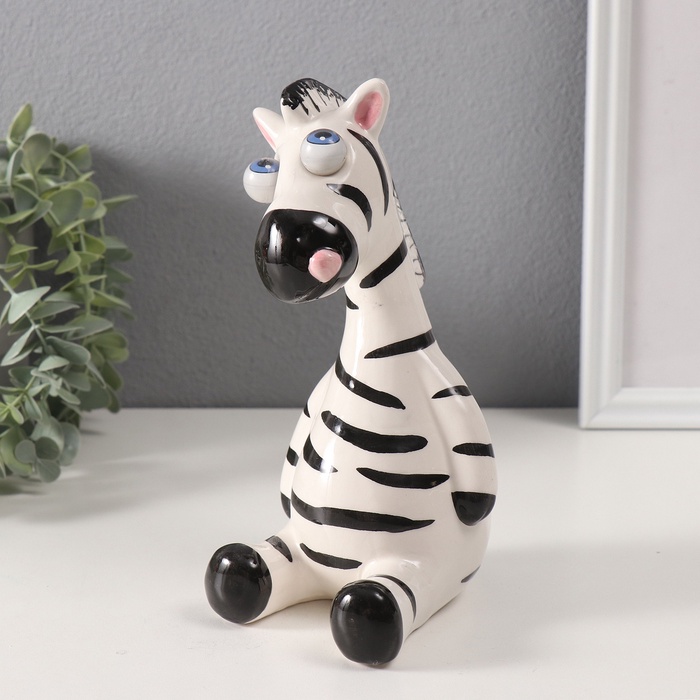 Копилка для денег «Зебра-пучеглазка», керамика, 8.8×10.7×18.8 см