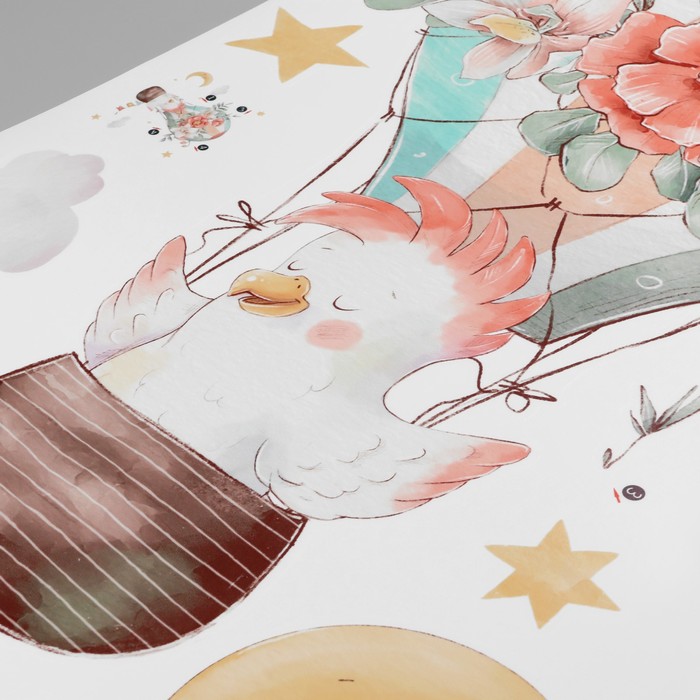 Наклейка интерьерная цветная «Какаду на воздушном шаре», пластик, 40×60 см