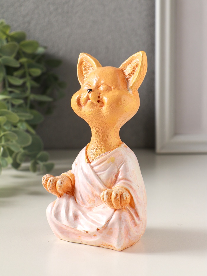 Фигурка гипс «Кот рыжий в позе лотоса», 12×7×5 см,