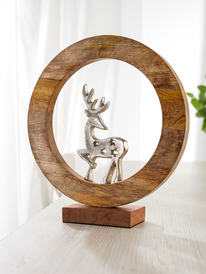 Сувенир интерьерный в деревянном кольце «Оленёнок», 30×8×33 см