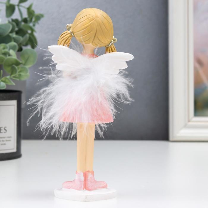 Фигурка полистоун «Ангел-малышка с хвостиками, с сердечком», пух, 16×5.5×7.5 см