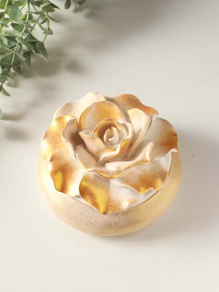 Шкатулка для украшений «Роза» 9×13 см, позолота