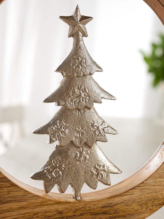 Сувенир интерьерный в деревянном кольце «Ёлка», 30×8×33 см