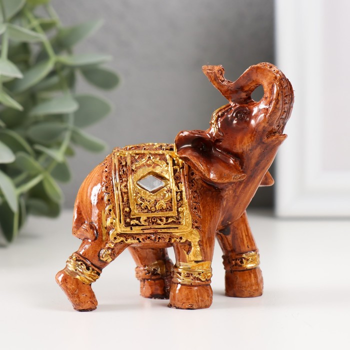 Фигурка полистоун «Слон под дерево в серебристой попоне», 7.5×6×3.2 см, МИКС