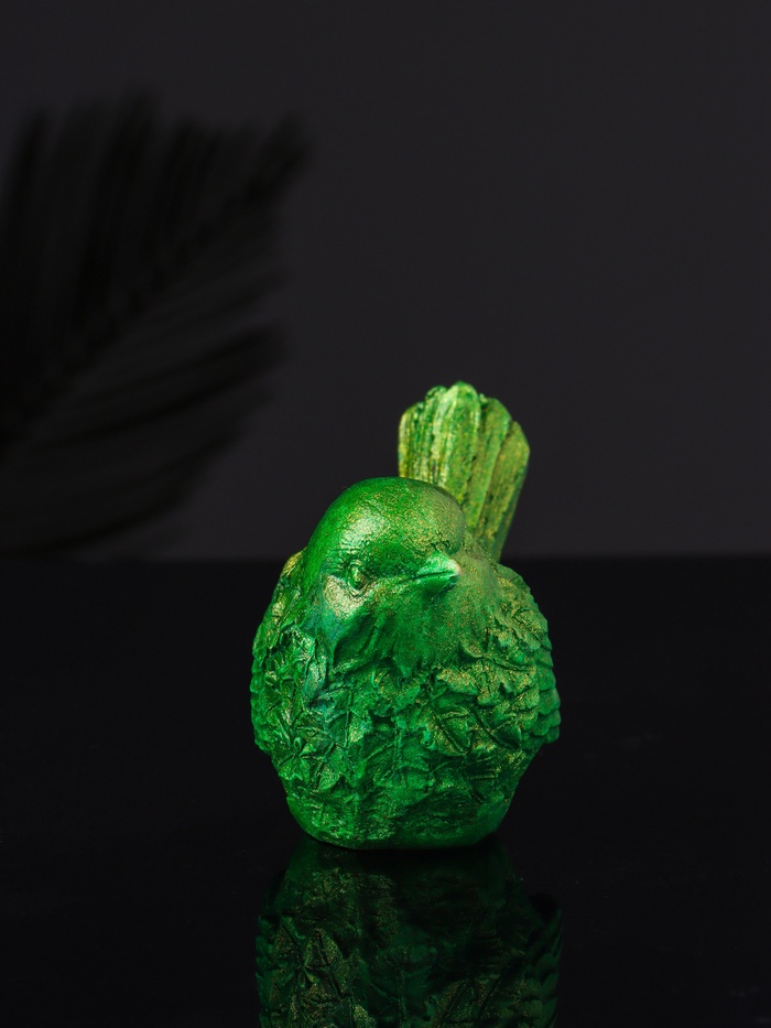 Фигурка гипс «Птичка», 9×6×5 см, зелёный с позолотой