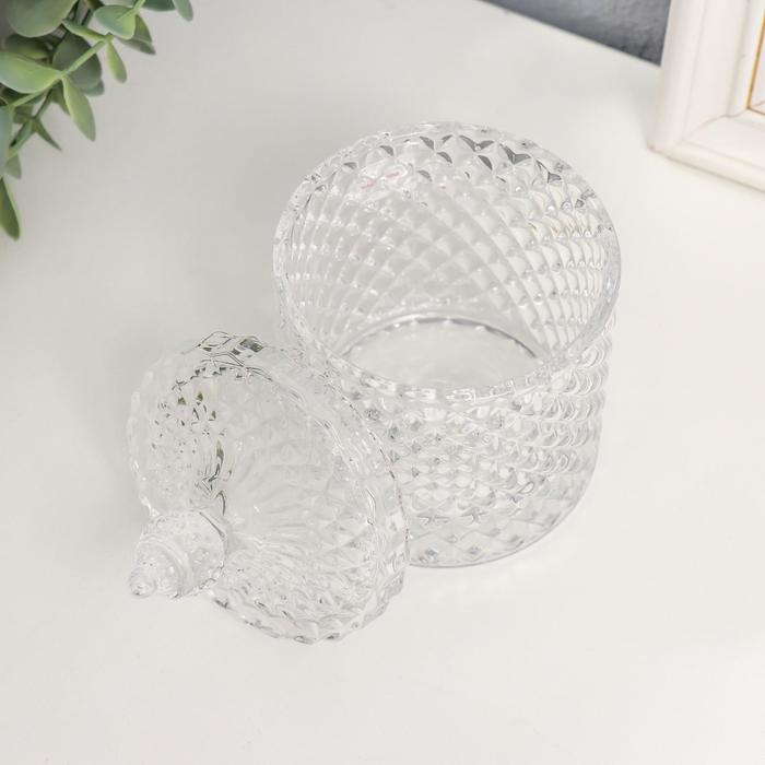 Шкатулка для украшений «Цилиндр с ромбиками», стекло, прозрачная, 14.5×8.5×8.5 см