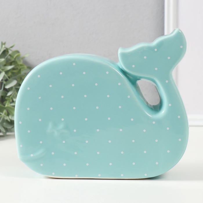 Копилка для денег «Китёнок в горох», керамика, зелёный, 21.5×5.2×18.2 см