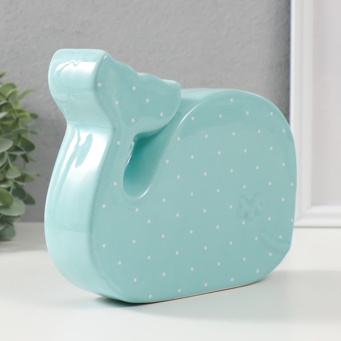 Копилка для денег «Китёнок в горох», керамика, зелёный, 21.5×5.2×18.2 см