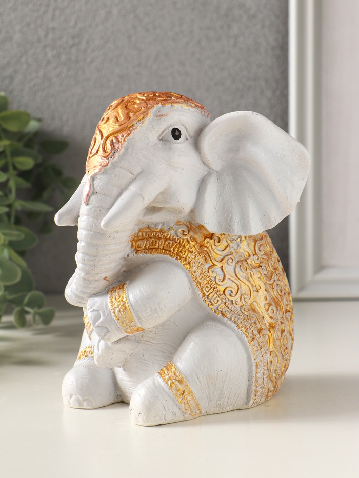 Фигурка гипс «Слон Индийский», 15×12×11 см, серый с росписью