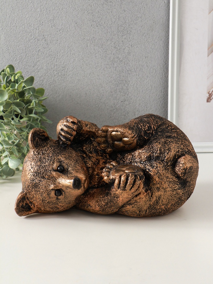 Копилка для денег «Мишка лёжа», гипс, 15×28 см, под бронзу