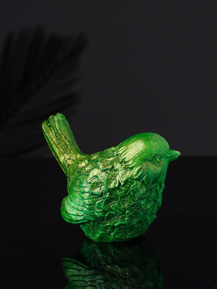 Фигурка гипс «Птичка», 9×6×5 см, зелёный с позолотой