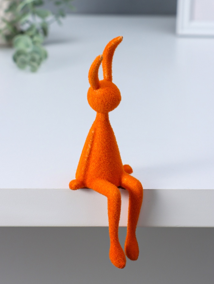 Фигурка настольная пластик «Зайчик», оранжевый, на полку, 5×5.5×15 см