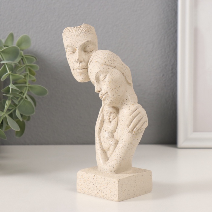 Бюст фигурка полистоун «Родители с малышом», белый в крапинку, 10×5×15.5 см